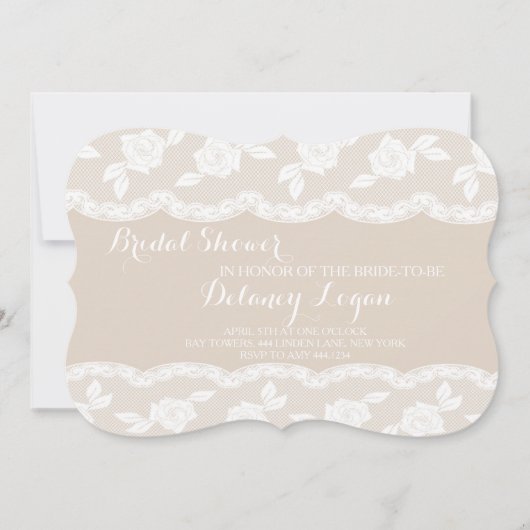 Invitation Rustique Lace Bridal Showback (Devant)
