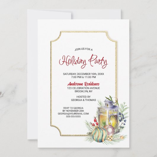 Invitation Rustique Lanterne Fête (Devant)