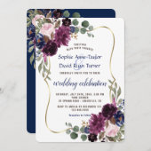 Invitation Rustique Lavender Marine or Floral Bloom Mariage (Devant / Derrière)