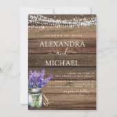 Invitation Rustique Lavender String Lights Jar Mariage (Devant)