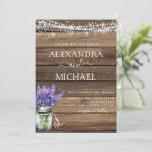 Invitation Rustique Lavender String Lights Jar Mariage (Debout devant)