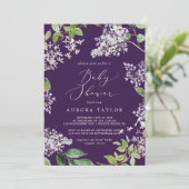Invitation Rustique Lilac | Baby shower pourpre (Debout devant)