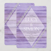 Invitation Rustique Lilac Bois & dentelle Mariage de style ch (Devant / Derrière)