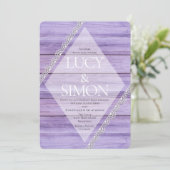 Invitation Rustique Lilac Bois & dentelle Mariage de style ch (Debout devant)