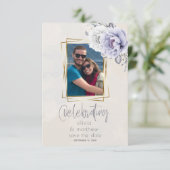 Invitation Rustique Lilac et Albâtre Peony Mariage floral (Debout devant)