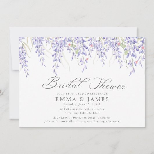 Invitation Rustique Lilac Horizontale Douche nupti (Devant)