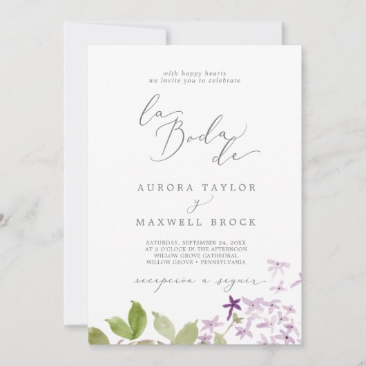 Invitation Rustique Lilac La Boda De Mariage (Devant)