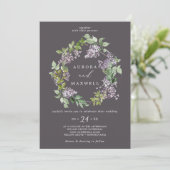 Invitation Rustique Lilac | Mariage de couronne gris (Debout devant)