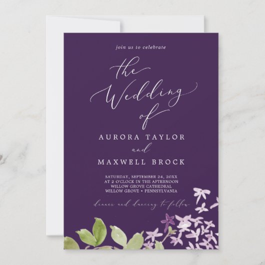 Invitation Rustique Lilac | Purple Le Mariage De (Devant)