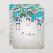 Invitation Rustique Luxe Mason Jar Navy Turquoise (Devant / Derrière)