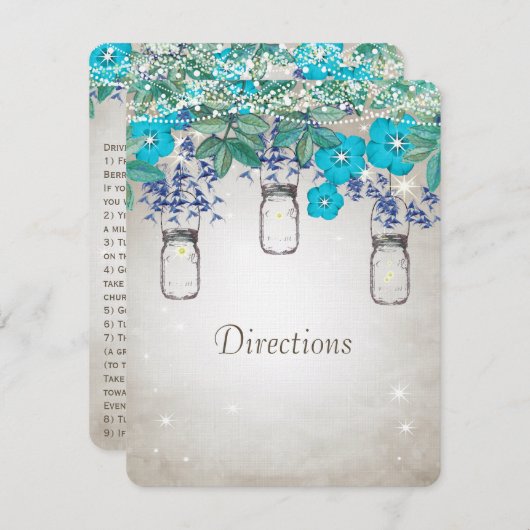 Invitation Rustique Luxe Mason Jar Navy Turquoise (Devant / Derrière)