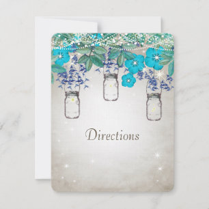 Invitation Rustique Luxe Mason Jar Navy Turquoise