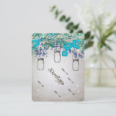 Invitation Rustique Luxe Mason Jar Navy Turquoise (Debout devant)
