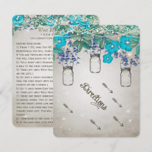 Invitation Rustique Luxe Mason Jar Navy Turquoise