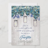 Invitation Rustique Luxe Mason Jar Navy Turquoise Peacock (Dos)