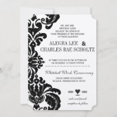 Invitation Rustique Luxe Vintage Black Mariage damassé Invita (Dos)