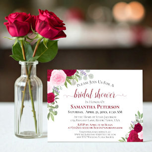 Invitation Rustique Magenta rose Boho Chic Fête des mariées f