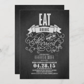 Invitation Rustique manger boire et être marié dîner de répét (Devant / Derrière)