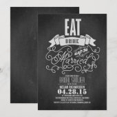 Invitation Rustique manger boire et être marié nuptiale douch (Devant / Derrière)