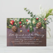 Invitation Rustique Manger Boire & se Réjouir Fête de Noël Xm (Debout devant)