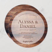 Invitation Rustique Mariage Bois foncé Unique Personnalisé (Devant / Derrière)