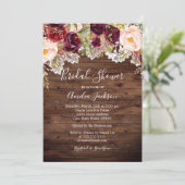 Invitation Rustique Mariage Bourguignon Fleur de Pêche (Debout devant)