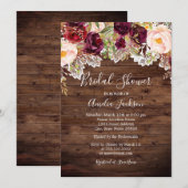 Invitation Rustique Mariage Bourguignon Fleur de Pêche (Devant / Derrière)