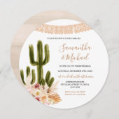 Invitation Rustique Mariage Cactus (Devant / Derrière)