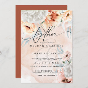 Invitation Rustique Mariage d'aquarelle Florale en terre cuit