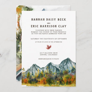 Invitation Rustique Mariage de montagne d'automne