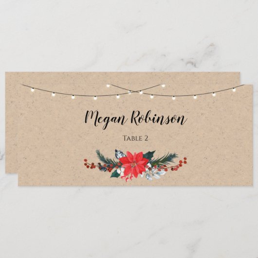 Invitation Rustique Mariage de Noël d'hiver (Devant / Derrière)