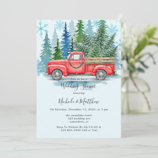 Invitation Rustique Mariage d'hiver Camion Bridesmaids Favori (Debout devant)