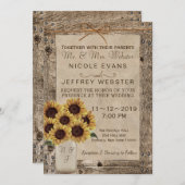 Invitation Rustique Mariage en bois de grange Sunflower Mason (Devant / Derrière)