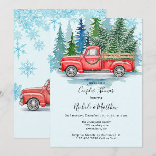 Invitation Rustique Mariage hiver Camion Couples Douche