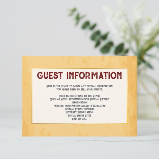 Invitation Rustique Mariage occidental 🤠 Charme de pays (Debout devant)