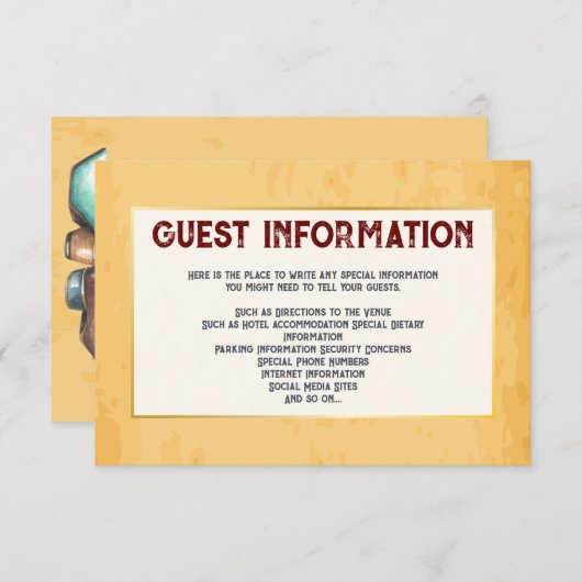 Invitation Rustique Mariage occidental 🤠 Charme de pays (Devant / Derrière)