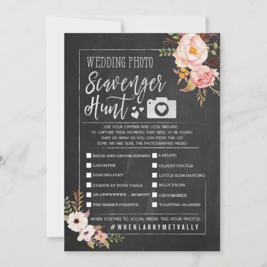 Invitation Rustique Mariage Photo Scavenger Chasse I Spy Jeu (Devant)