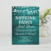 Invitation Rustique Mariage Turquoise Bois Rien de Fantaisie (Debout devant)