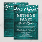Invitation Rustique Mariage Turquoise Bois Rien de Fantaisie (Devant / Derrière)