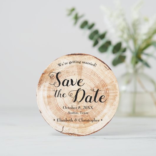 Invitation Rustique Mariage Wood Photo site web code QR (Debout devant)