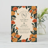 Invitation Rustique Marigold Floral Mariage d'automne (Debout devant)