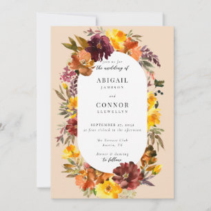 Invitation Rustique Marsala Brûlé Orange Chute Wreath