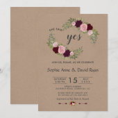 Invitation Rustique Marsala Floral Artisanat Partie d'engagem (Devant / Derrière)