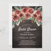 Invitation Rustique Marsala Floral Photo Fête des mariées boi (Devant)