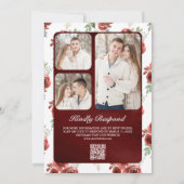 Invitation Rustique Marsala Floral Photo QR Code Mariage (Dos)