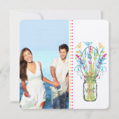 Invitation Rustique Mason Jar Aqua Lime jaune rose florale (Dos)