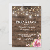 Invitation Rustique Mason Jar éclaire la Fête des mariées flo (Devant)