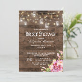 Invitation Rustique Mason Jar éclaire la Fête des mariées flo (Debout devant)