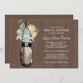 Invitation Rustique Mason Jar et Fleur sauvage (Devant / Derrière)