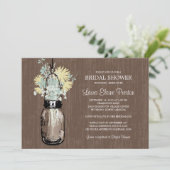 Invitation Rustique Mason Jar et Fleur sauvage (Debout devant)